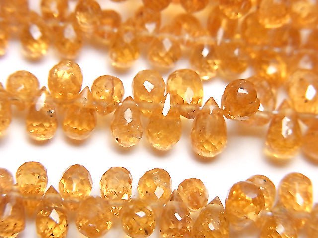 [Video] High Quality Mandarin Garnet AAA- Drop Faceted Briolette half or 1strand beads (aprx.8inch / 20cm)