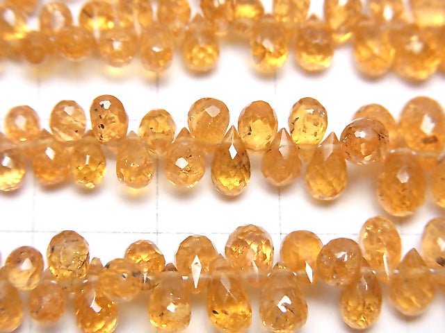 [Video] High Quality Mandarin Garnet AAA- Drop Faceted Briolette half or 1strand beads (aprx.8inch / 20cm)