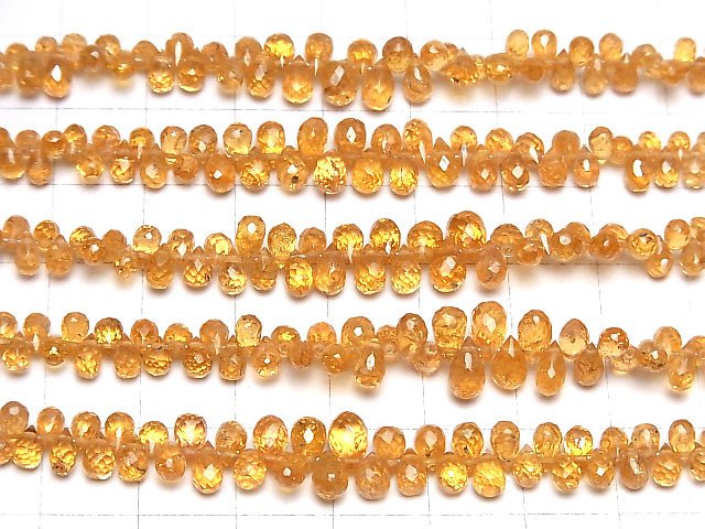 [Video] High Quality Mandarin Garnet AAA- Drop Faceted Briolette half or 1strand beads (aprx.8inch / 20cm)