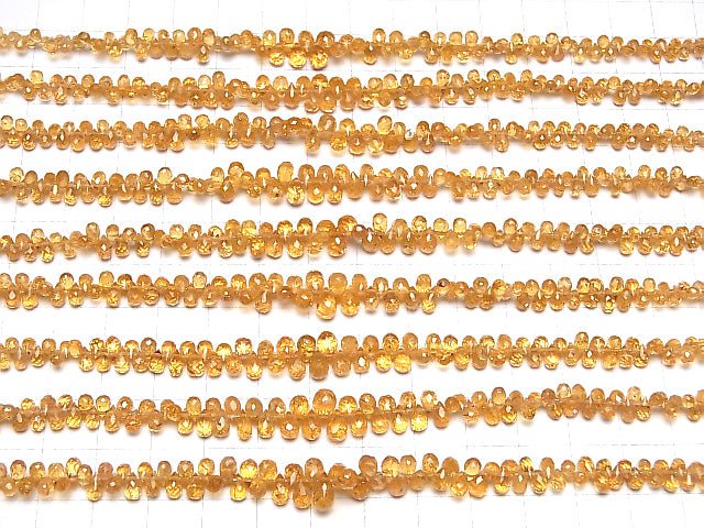 [Video] High Quality Mandarin Garnet AAA- Drop Faceted Briolette half or 1strand beads (aprx.8inch / 20cm)