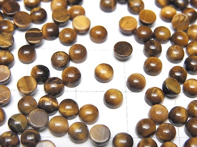 [Video] Yellow Tiger's Eye AA++ Round Cabochon 4x4mm 10pcs