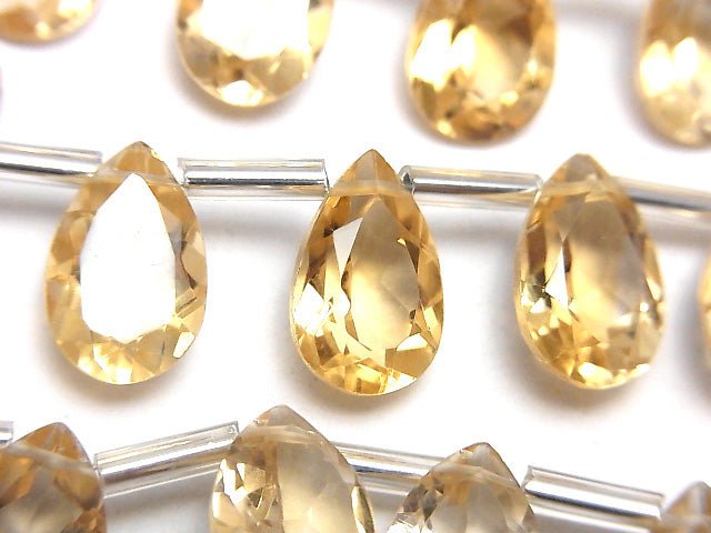 [Video]High Quality Citrine AAA Pear shape Faceted 12x8mm half or 1strand (8pcs )