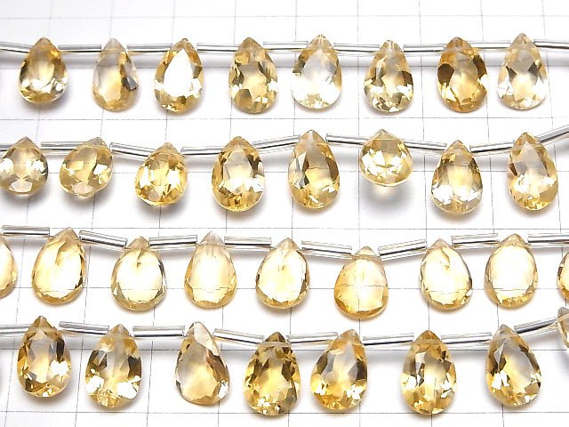 [Video]High Quality Citrine AAA Pear shape Faceted 12x8mm half or 1strand (8pcs )