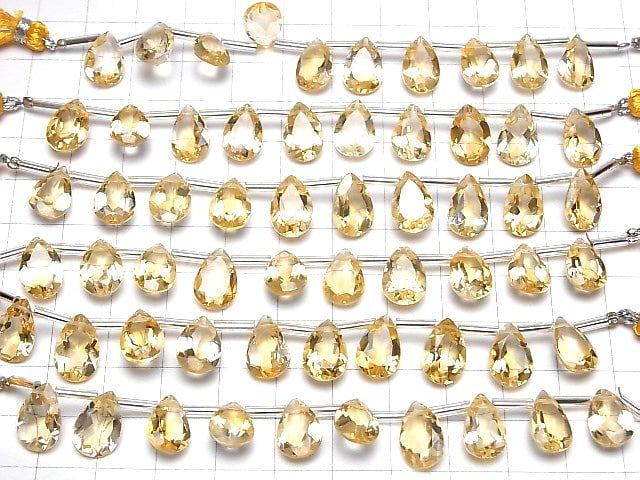 [Video]High Quality Citrine AAA Pear shape Faceted 12x8mm half or 1strand (8pcs )