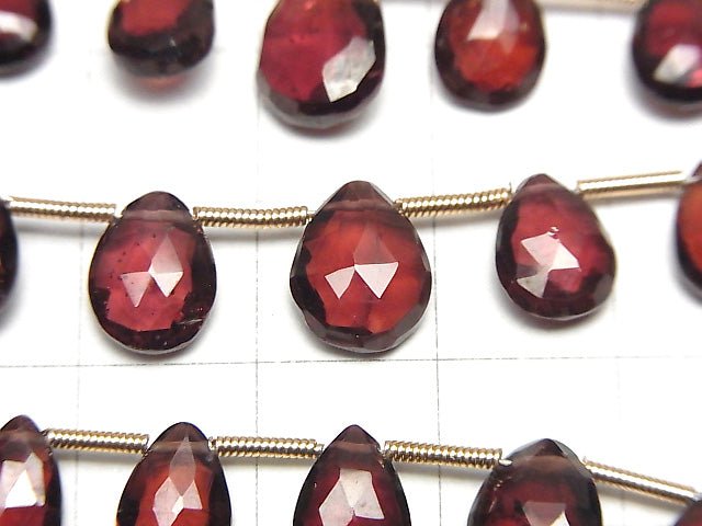 [Video]High Quality Mozambique Garnet AA++ Pear shape Faceted Briolette 1strand (19pcs )