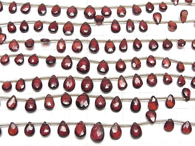 [Video]High Quality Mozambique Garnet AA++ Pear shape Faceted Briolette 1strand (19pcs )