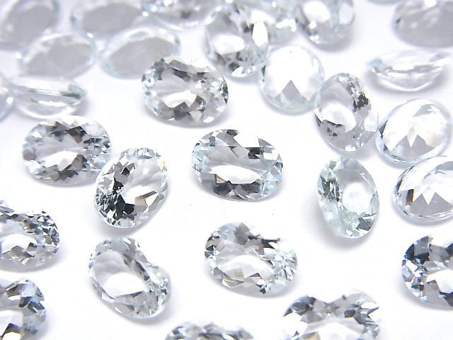 [Video]High Quality Aquamarine AAA Loose stone Oval Faceted 8x6mm 2pcs