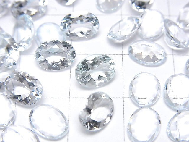 [Video]High Quality Aquamarine AAA Loose stone Oval Faceted 8x6mm 2pcs