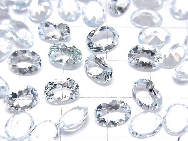 [Video]High Quality Aquamarine AAA Loose stone Oval Faceted 8x6mm 2pcs