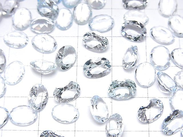 [Video]High Quality Aquamarine AAA Loose stone Oval Faceted 8x6mm 2pcs