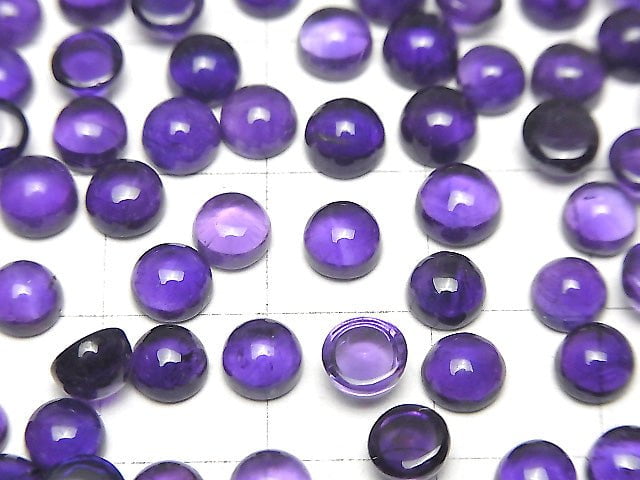 [Video] Zambia High Quality Amethyst AAA- Round Cabochon 5x5mm 5pcs