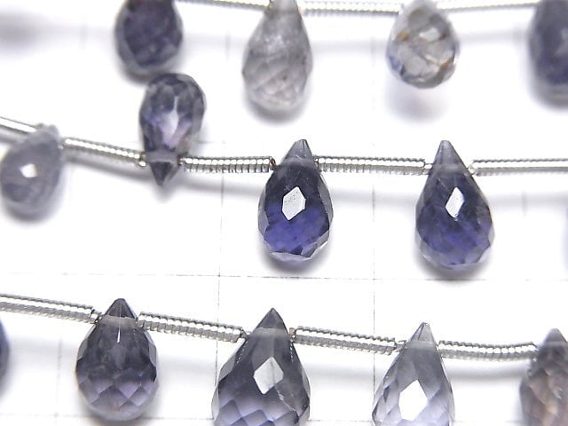 [Video] High Quality Iolite AA++ Drop Faceted Briolette [Medium color] 1strand beads (aprx.7inch / 17cm)