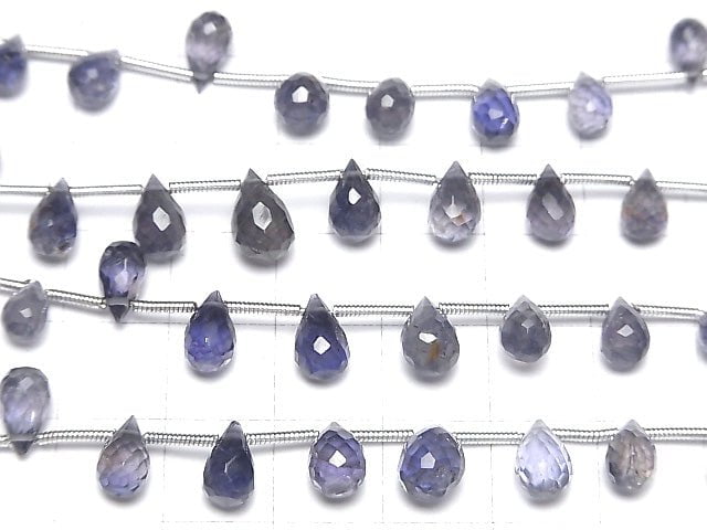 [Video] High Quality Iolite AA++ Drop Faceted Briolette [Medium color] 1strand beads (aprx.7inch / 17cm)