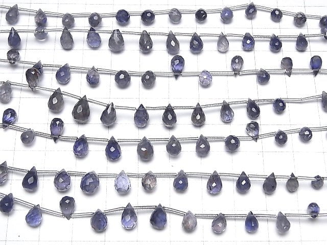 [Video] High Quality Iolite AA++ Drop Faceted Briolette [Medium color] 1strand beads (aprx.7inch / 17cm)