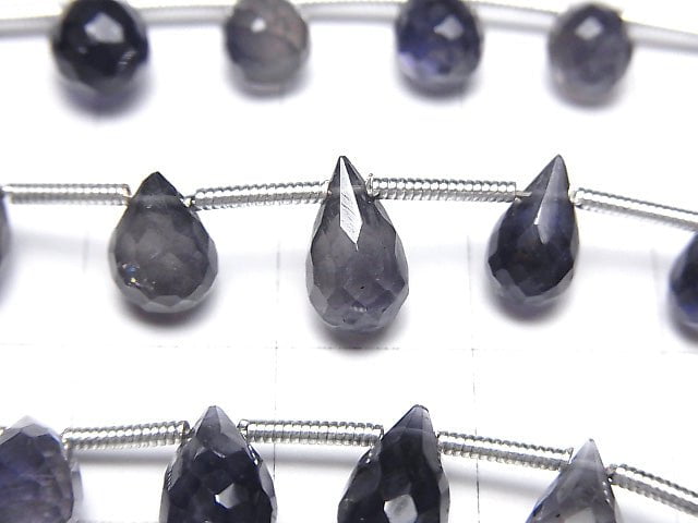 [Video] High Quality Iolite AA++ Drop Faceted Briolette [Dark color] 1strand beads (aprx.7inch / 17cm)