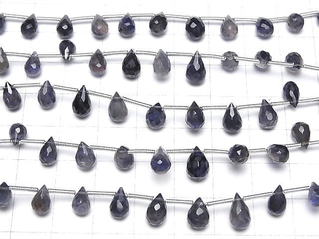 [Video] High Quality Iolite AA++ Drop Faceted Briolette [Dark color] 1strand beads (aprx.7inch / 17cm)