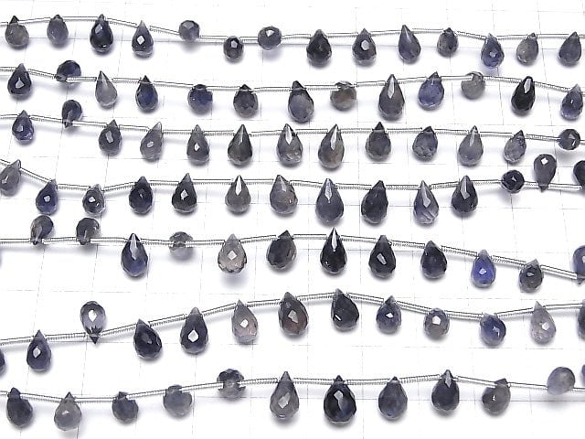 [Video] High Quality Iolite AA++ Drop Faceted Briolette [Dark color] 1strand beads (aprx.7inch / 17cm)