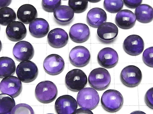 [Video] Zambia High Quality Amethyst AAA- Round Cabochon 10x10mm 2pcs