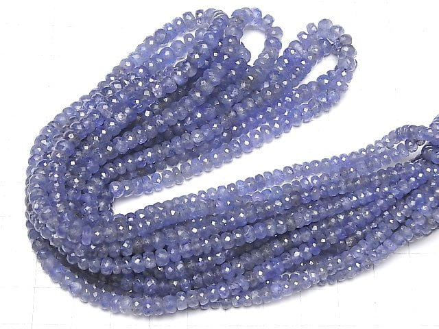 [Video] High Quality Tanzanite AAA Faceted Button Roundel  half or 1strand beads (aprx.15inch/38cm)