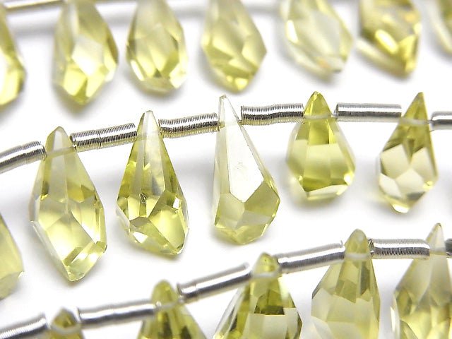 [Video] High Quality Lemon Quartz AAA Rough Drop Faceted Briolette half or 1strand beads (aprx.6inch / 16cm)