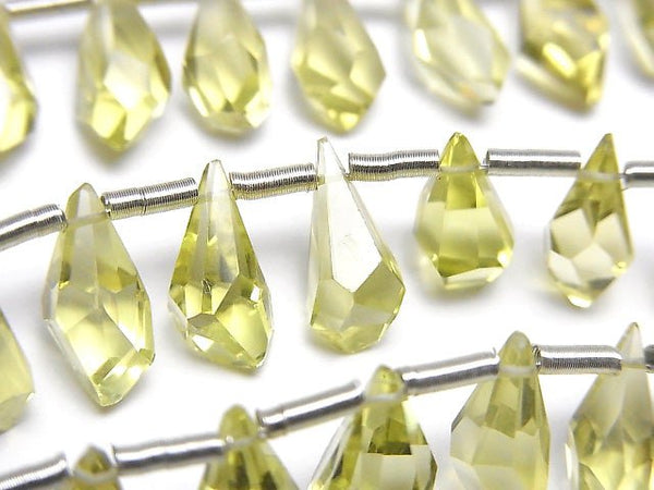 [Video] High Quality Lemon Quartz AAA Rough Drop Faceted Briolette half or 1strand beads (aprx.6inch / 16cm)