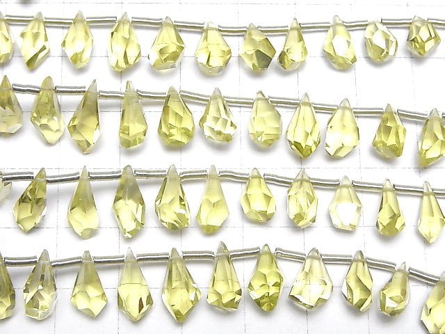 [Video] High Quality Lemon Quartz AAA Rough Drop Faceted Briolette half or 1strand beads (aprx.6inch / 16cm)