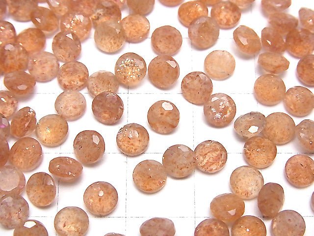 [Video]High Quality Sunstone AAA Loose stone Round Faceted 5x5mm 5pcs