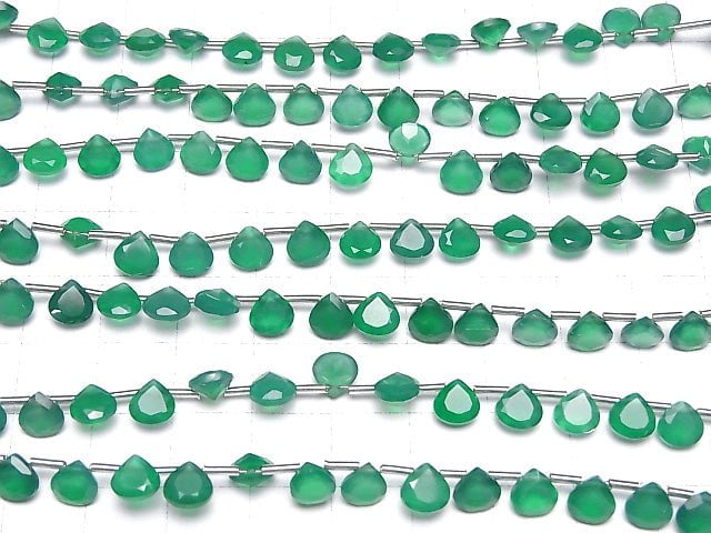 [Video] High Quality Green Onyx AAA Chestnut Faceted 6x6mm 1strand (18pcs ).