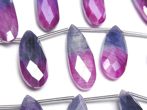 [Video]Bi-color Moonstone AA++ Pear shape Faceted Briolette Coating [Pink x Purple] 1strand beads (aprx.6inch/16cm)