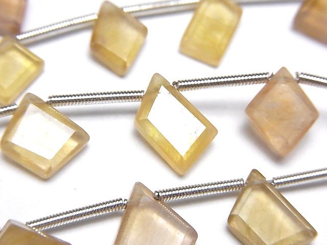 [Video] Yellow Sapphire AA++ Rough Slice Faceted Pear Shape 1strand (10pcs)