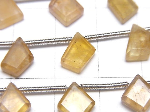 [Video] Yellow Sapphire AA++ Rough Slice Faceted Pear Shape 1strand (10pcs)