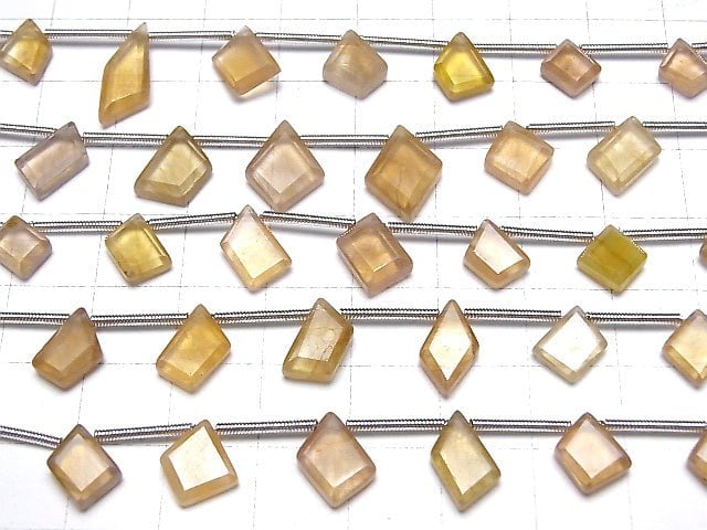 [Video] Yellow Sapphire AA++ Rough Slice Faceted Pear Shape 1strand (10pcs)