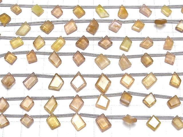 [Video] Yellow Sapphire AA++ Rough Slice Faceted Pear Shape 1strand (10pcs)