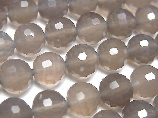 [Video] High Quality! Gray Onyx AAA 128 Faceted Round 10 mm half or 1 strand beads (aprx.15 inch / 38 cm)