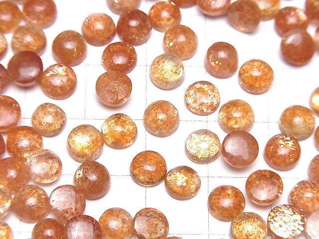 [Video] High Quality Sunstone AAA Round Cabochon 6x6mm 5pcs