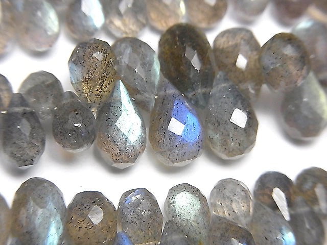 [Video] High Quality Labradorite AAA Drop  Faceted Briolette  half or 1strand beads (aprx.7inch/18cm)