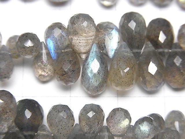 [Video] High Quality Labradorite AAA Drop  Faceted Briolette  half or 1strand beads (aprx.7inch/18cm)