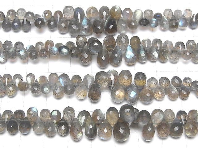 [Video] High Quality Labradorite AAA Drop  Faceted Briolette  half or 1strand beads (aprx.7inch/18cm)