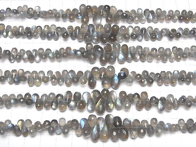 [Video] High Quality Labradorite AAA Drop  Faceted Briolette  half or 1strand beads (aprx.7inch/18cm)