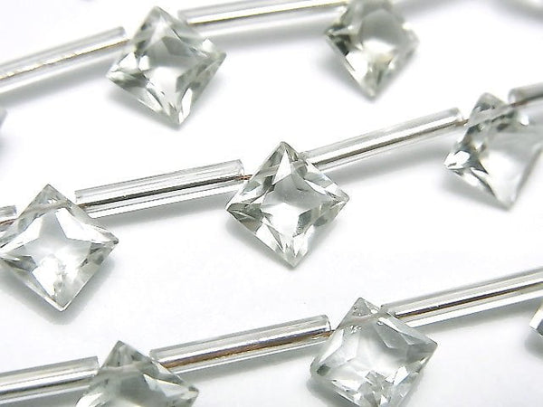 [Video] High Quality Green Amethyst AAA Diamond Princess Cut 8 x 8 mm 1 strand (10 pcs)