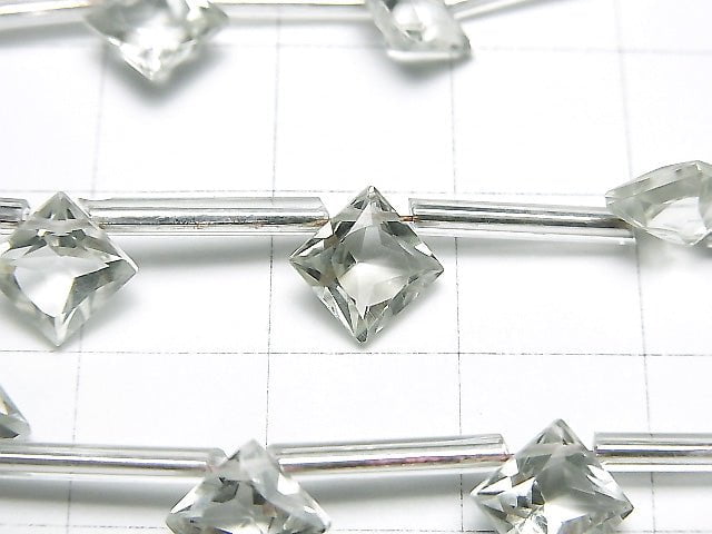 [Video] High Quality Green Amethyst AAA Diamond Princess Cut 8 x 8 mm 1 strand (10 pcs)