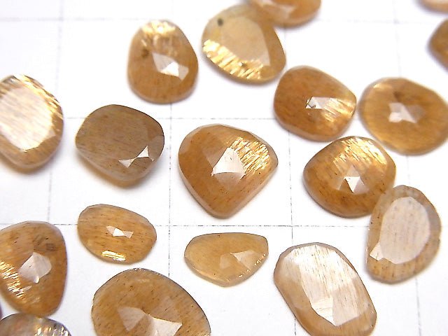 [Video]High Quality Golden Sheen Moonstone AAA- Loose stone Free Form Single Side Rose Cut 5pcs