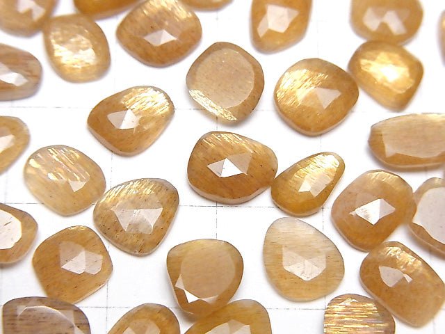 [Video]High Quality Golden Sheen Moonstone AAA- Loose stone Free Form Single Side Rose Cut 5pcs