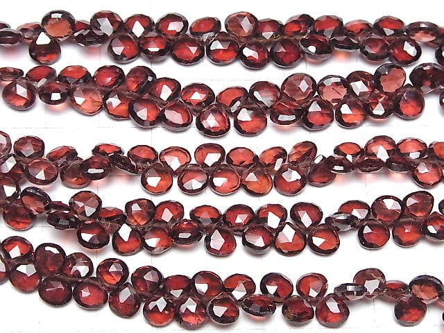 [Video] High Quality Mozambique Garnet AAA- Chestnut Faceted Briolette half or 1strand beads (aprx.6inch / 16cm)