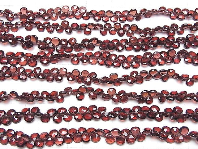 [Video] High Quality Mozambique Garnet AAA- Chestnut Faceted Briolette half or 1strand beads (aprx.6inch / 16cm)