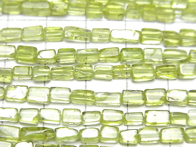 [Video]High Quality Peridot AAA- Square -Rectangle 1strand beads (aprx.13inch/32cm)