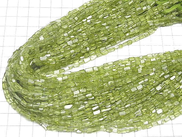 [Video]High Quality Peridot AAA- Square -Rectangle 1strand beads (aprx.13inch/32cm)