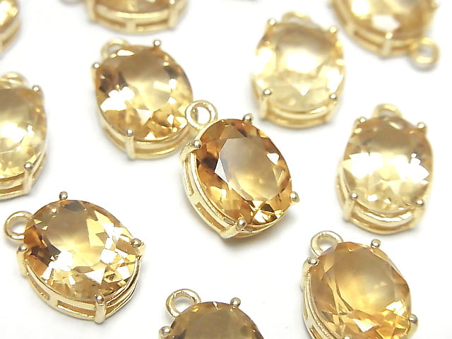 [Video] High Quality Citrine AAA Bezel Setting Oval Faceted 11x9mm 18KGP 1pc