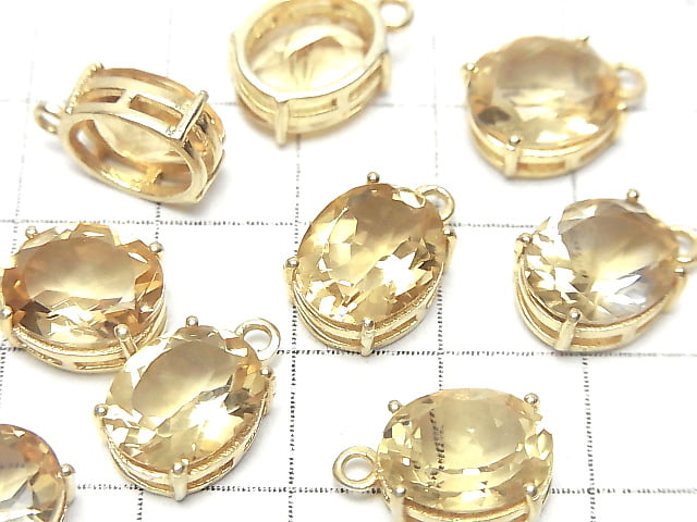 [Video] High Quality Citrine AAA Bezel Setting Oval Faceted 11x9mm 18KGP 1pc