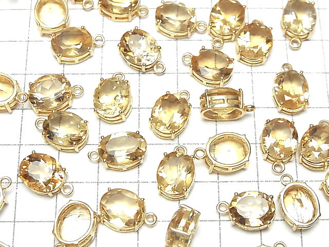 [Video] High Quality Citrine AAA Bezel Setting Oval Faceted 11x9mm 18KGP 1pc